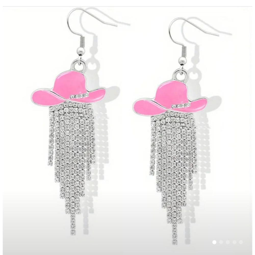 Women's Earrings Pink Silver